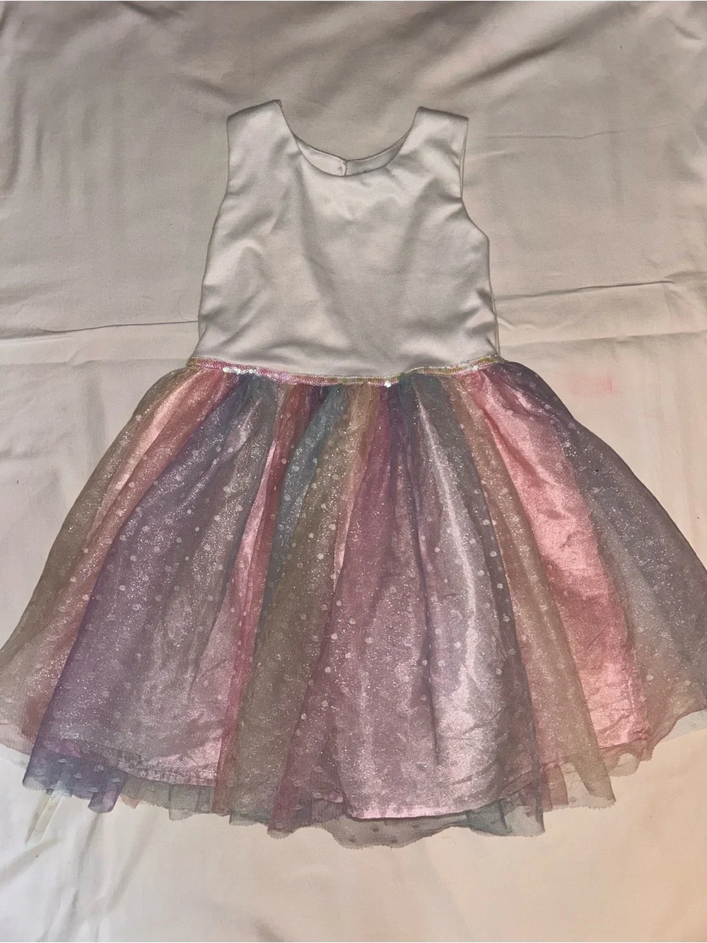 Zunie White and Pastel Rainbow Tulle Party Dress